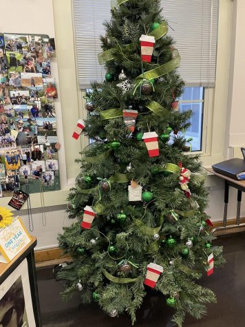 Publications teacher Jennifer Drews Starbucks tree is one of three trees in her room. Many teachers broke out their holiday decorations to help celebrate the season.