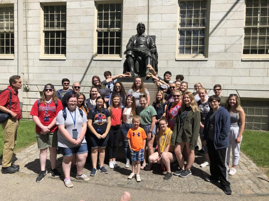 Sterling High School Travel Club poses for a photo at Harvard University. The group explored several historic places and landmarks around the city of Boston in 2019, and looks to do it again next summer.