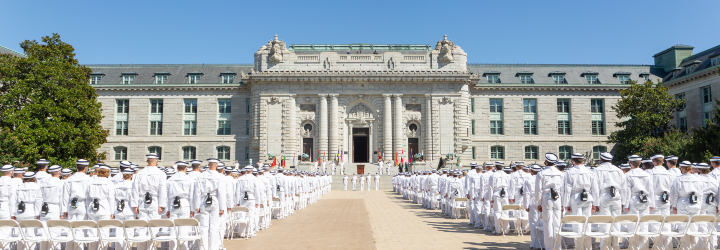 USNA students gather prior to beginning the fall semester. Students who are appointed to attend become a part of this long and prestigious process.