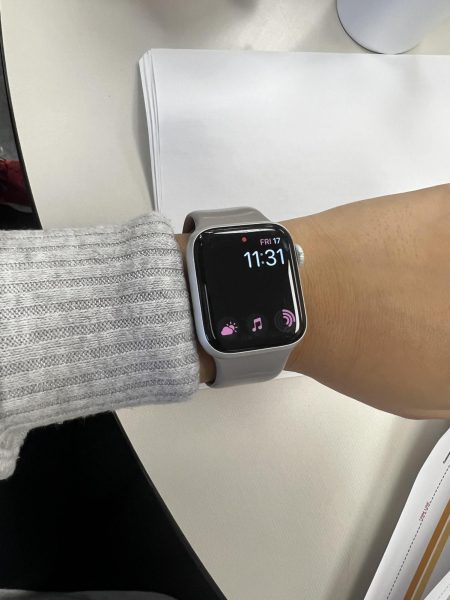 The Apple Watch displays the time and other information. Many use it for athletic information as well.