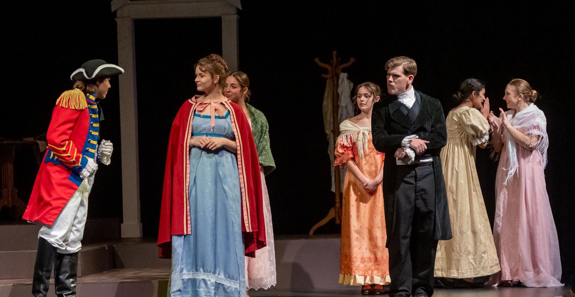 Cast members of "Pride and Prejudice" complete a scene. Students performed the weekend of October 25, 2024.