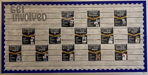 Bulletin board of clubs available at S.H.S. The board is located between the counseling office and main office.